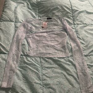 Elegant White Lace Women’s Lace 2-Piece Top